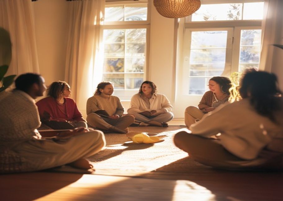Un groupe en cercle lors d'une rencontre philosophique